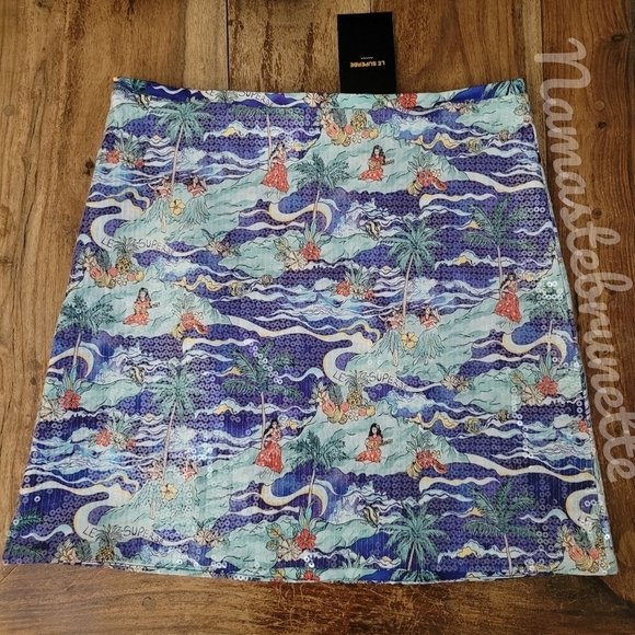 $365 Revolve Sequin Mini Skirt, Size 6 - Picture 5 of 14